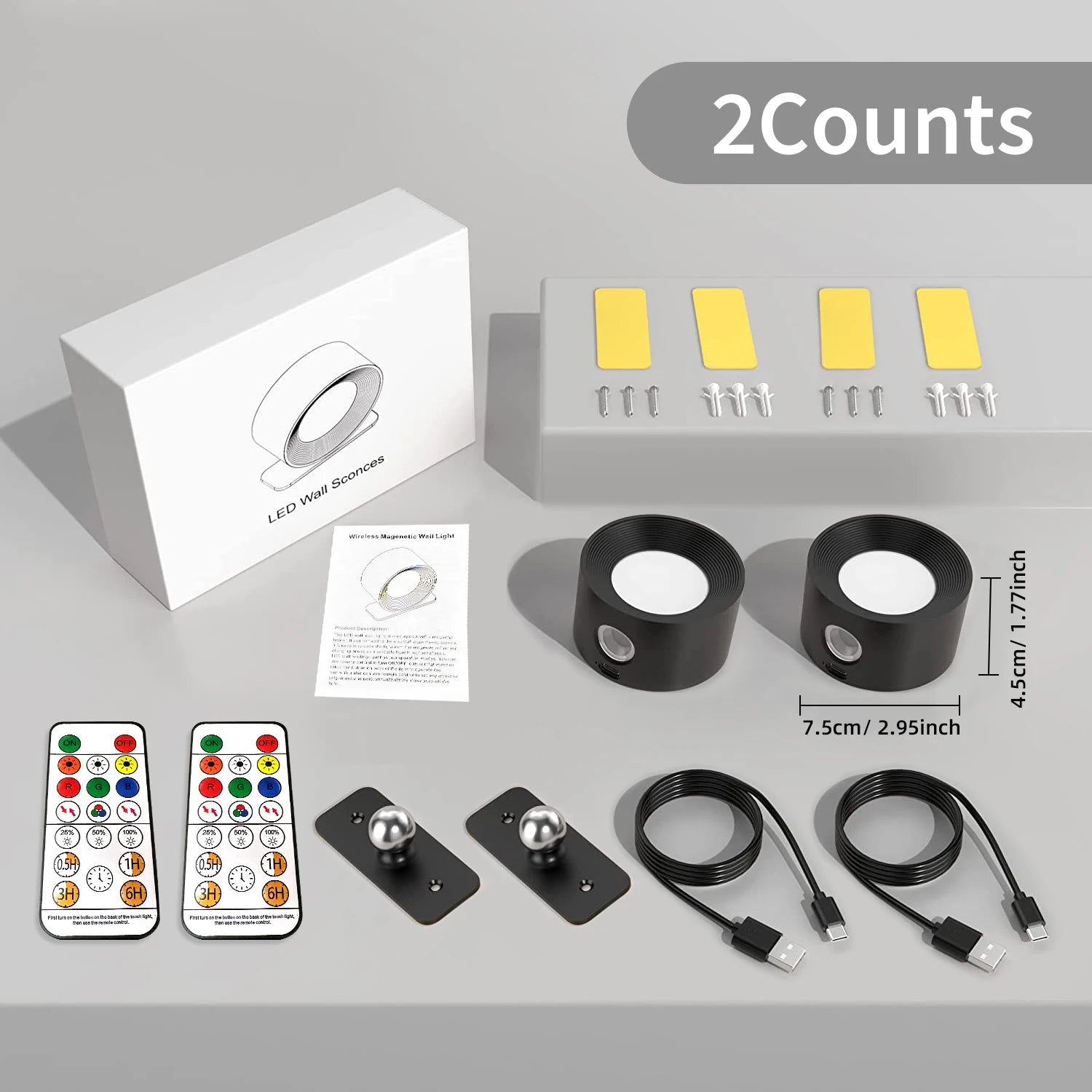 103 - LED Wall Sconces light, 3 Brightness Levels 3 Color Modes Wall Lights, 2000mAh Battery Operated 360° Rotatable Touch Control