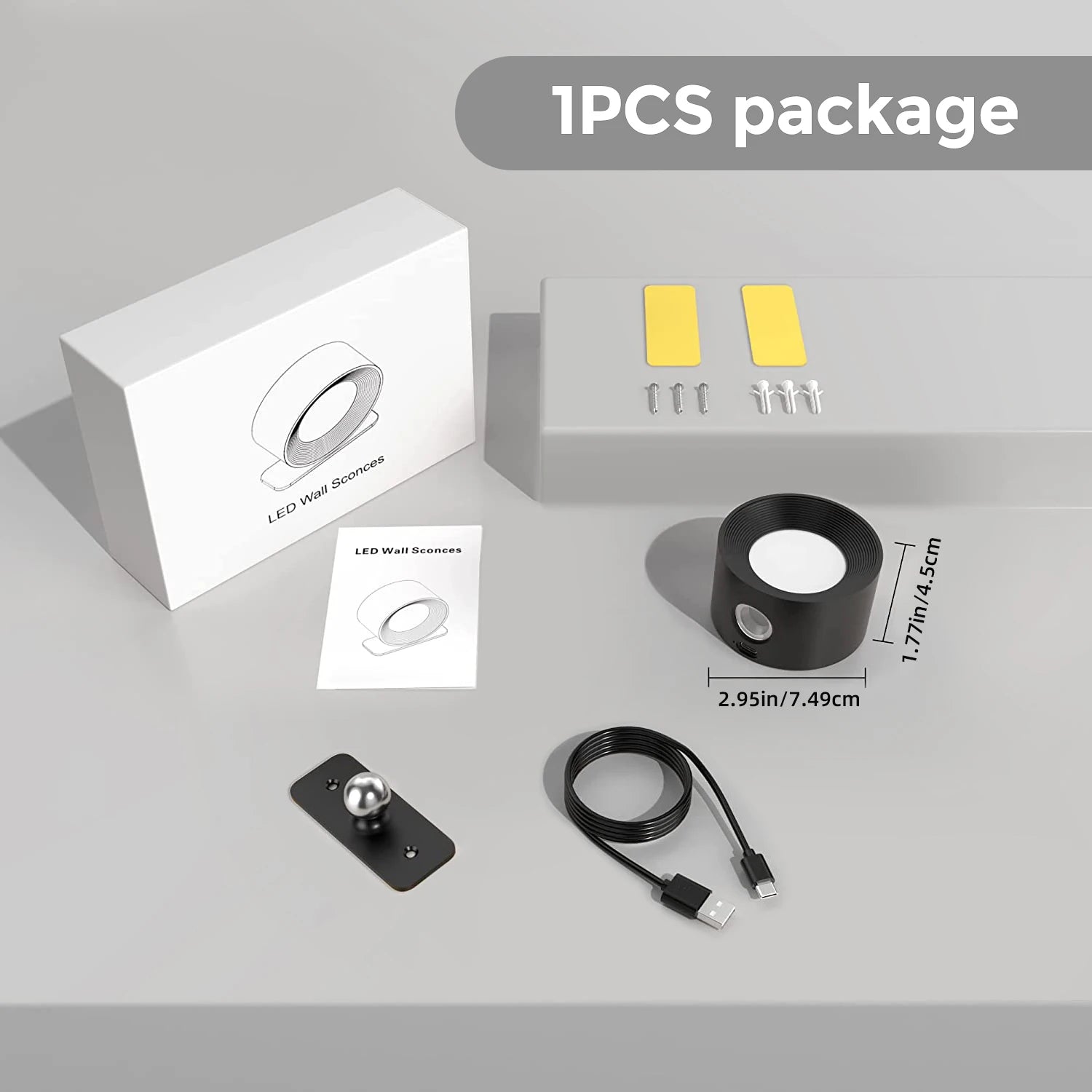 103 - LED Wall Sconces light, 3 Brightness Levels 3 Color Modes Wall Lights, 2000mAh Battery Operated 360° Rotatable Touch Control