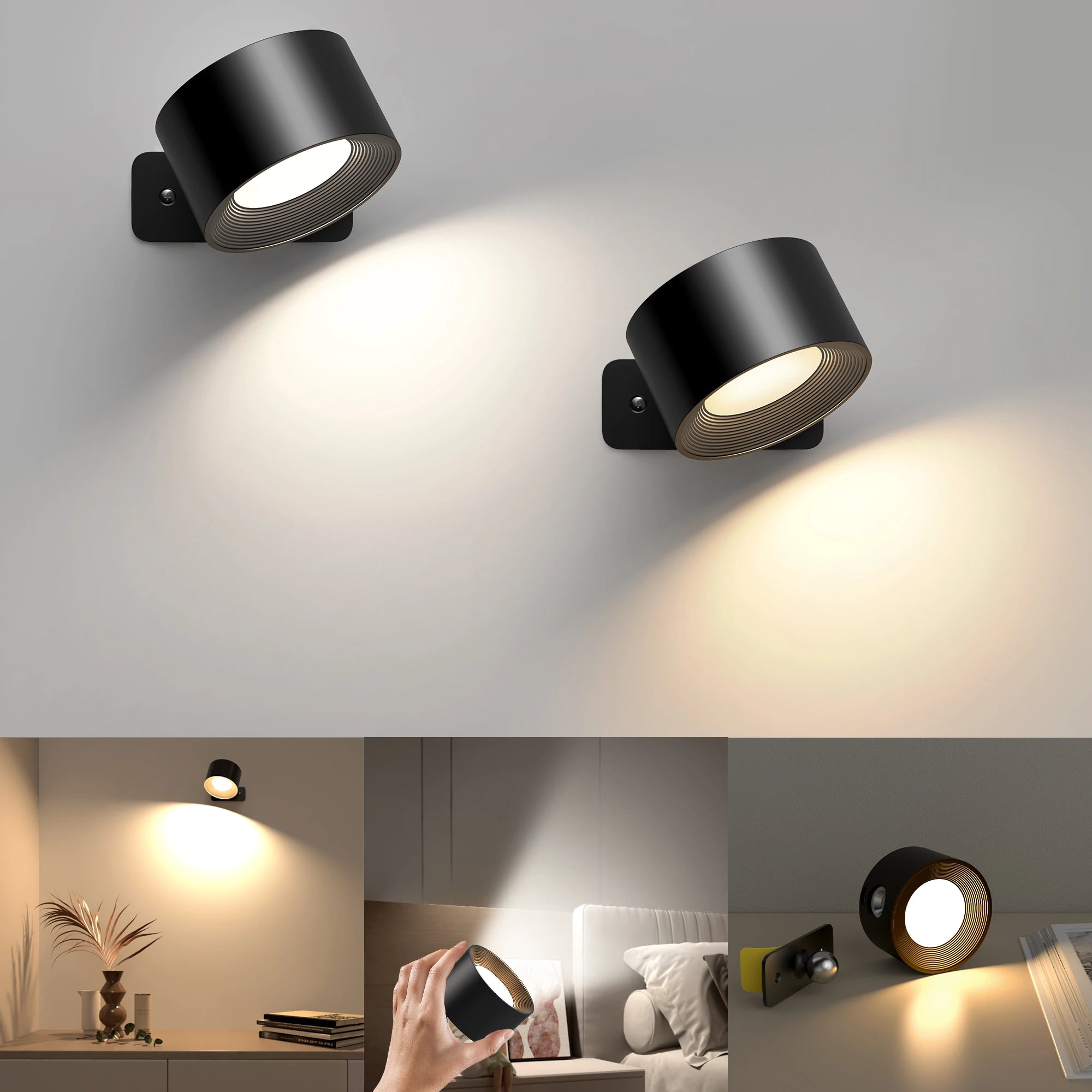 103 - LED Wall Sconces light, 3 Brightness Levels 3 Color Modes Wall Lights, 2000mAh Battery Operated 360° Rotatable Touch Control