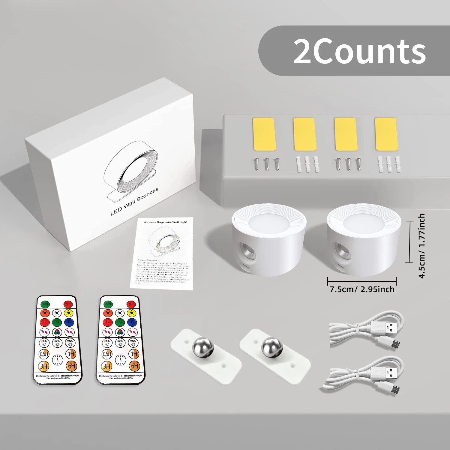 103 - LED Wall Sconces light, 3 Brightness Levels 3 Color Modes Wall Lights, 2000mAh Battery Operated 360° Rotatable Touch Control
