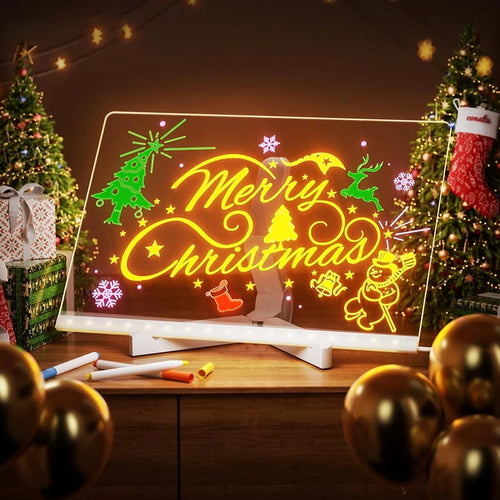 101 - LED Luminous Blackboard Drawing Toys Magic Light Blackboard Graffiti Coloring Art Lamp Acrylic Message Board Montessori Kids Toy