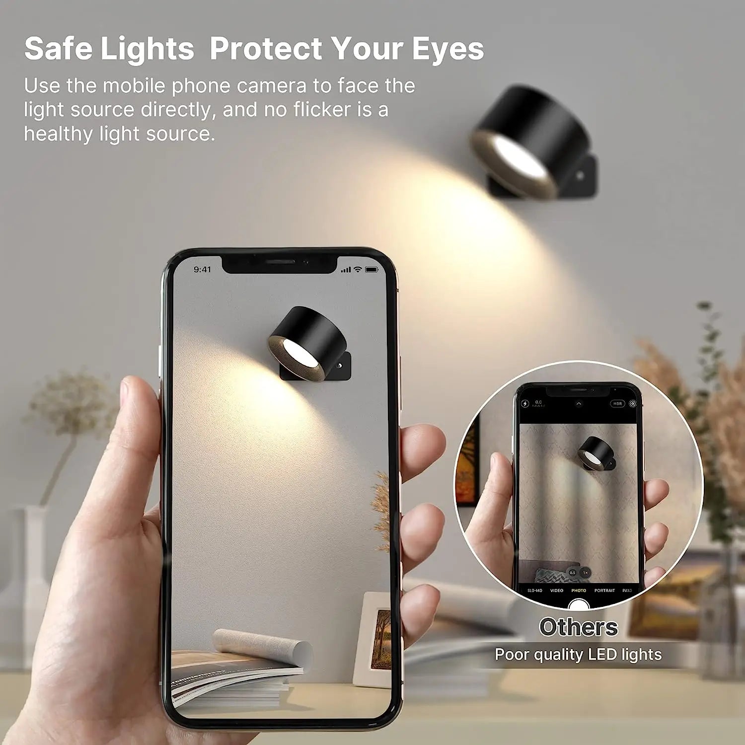 103 - LED Wall Sconces light, 3 Brightness Levels 3 Color Modes Wall Lights, 2000mAh Battery Operated 360° Rotatable Touch Control