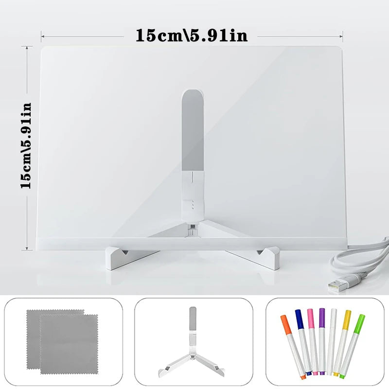 101 - LED Luminous Blackboard Drawing Toys Magic Light Blackboard Graffiti Coloring Art Lamp Acrylic Message Board Montessori Kids Toy