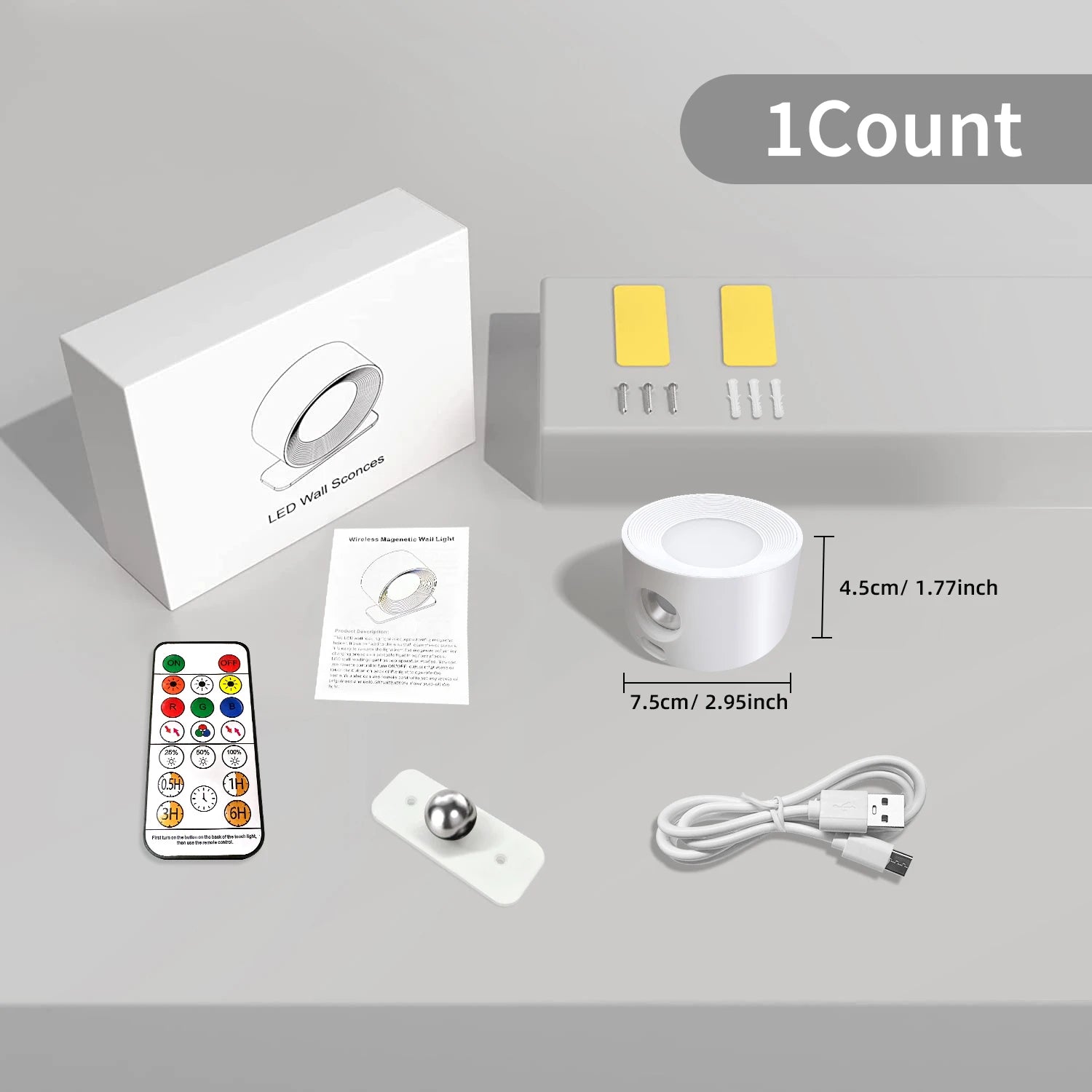 103 - LED Wall Sconces light, 3 Brightness Levels 3 Color Modes Wall Lights, 2000mAh Battery Operated 360° Rotatable Touch Control
