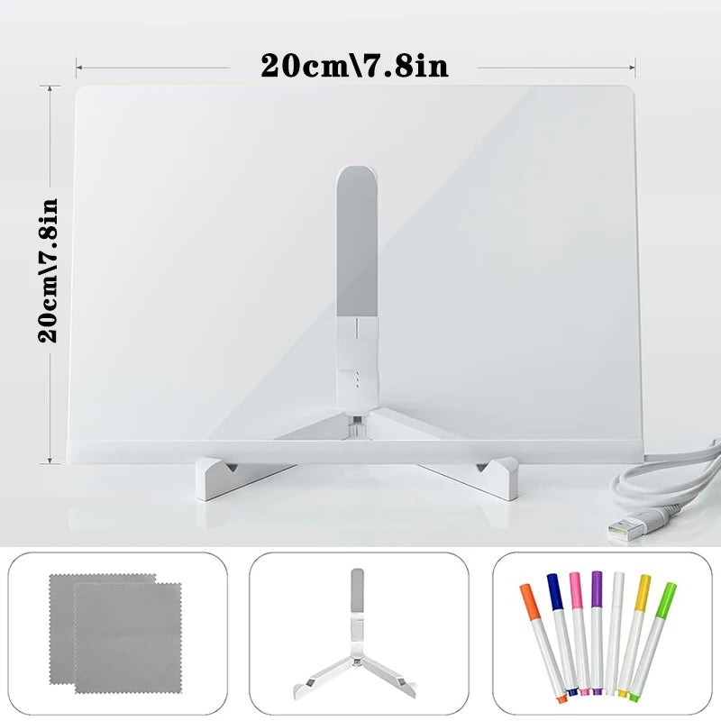 101 - LED Luminous Blackboard Drawing Toys Magic Light Blackboard Graffiti Coloring Art Lamp Acrylic Message Board Montessori Kids Toy