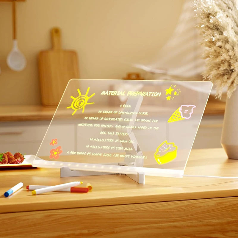 101 - LED Luminous Blackboard Drawing Toys Magic Light Blackboard Graffiti Coloring Art Lamp Acrylic Message Board Montessori Kids Toy