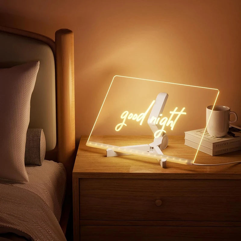 101 - LED Luminous Blackboard Drawing Toys Magic Light Blackboard Graffiti Coloring Art Lamp Acrylic Message Board Montessori Kids Toy