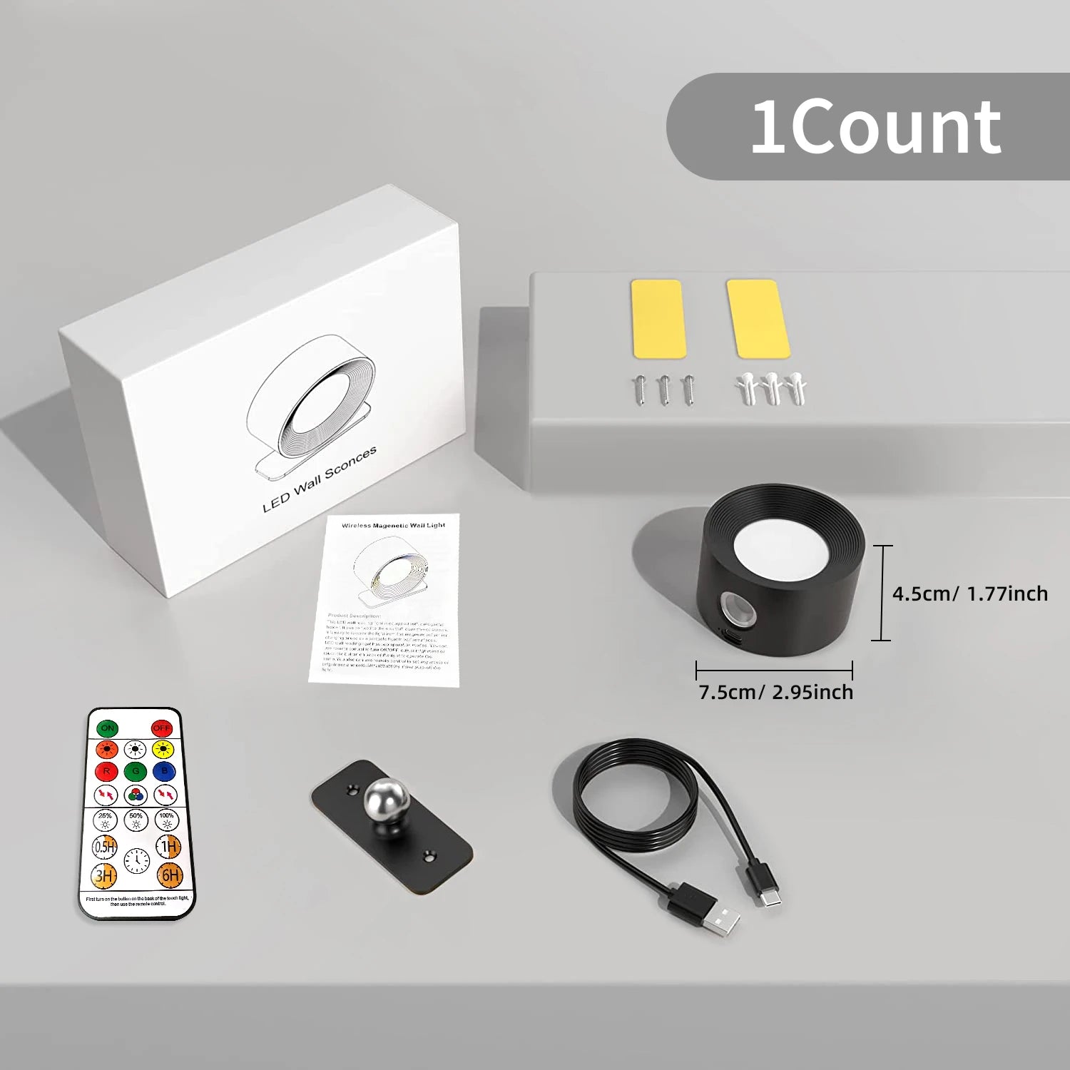 103 - LED Wall Sconces light, 3 Brightness Levels 3 Color Modes Wall Lights, 2000mAh Battery Operated 360° Rotatable Touch Control