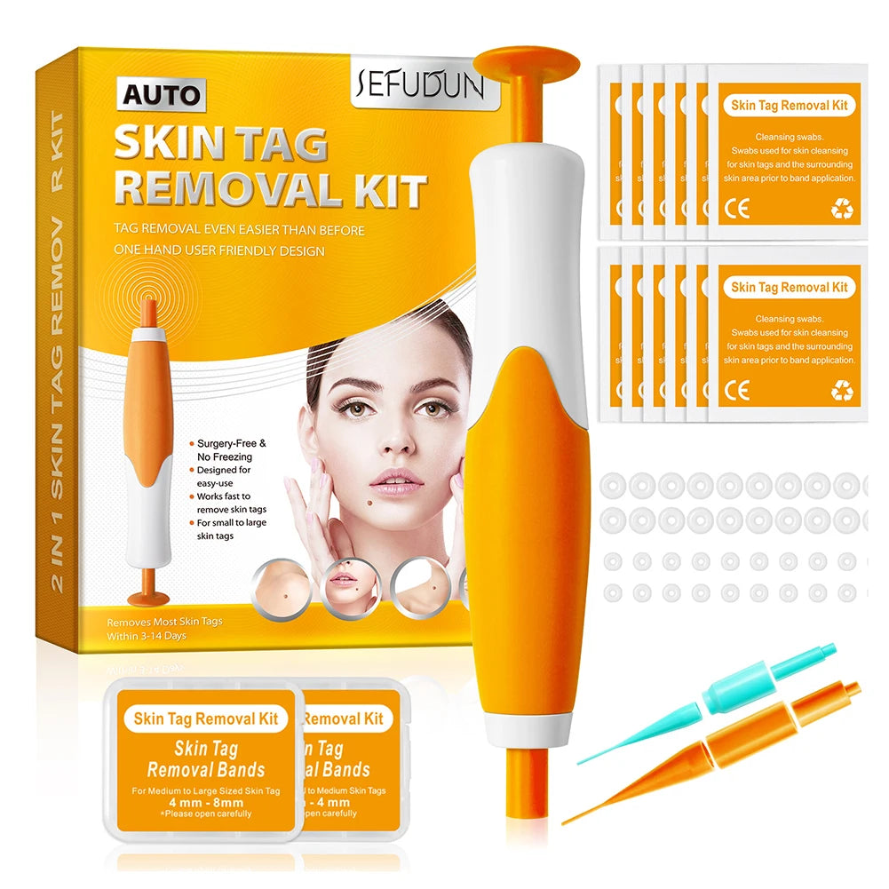 105 - Face Mole Removal Tool Kits Rubber Rings Face Beauty Accessories Wart Tag Remover Kit Multipurpose Supplies for Armpits Arm Legs