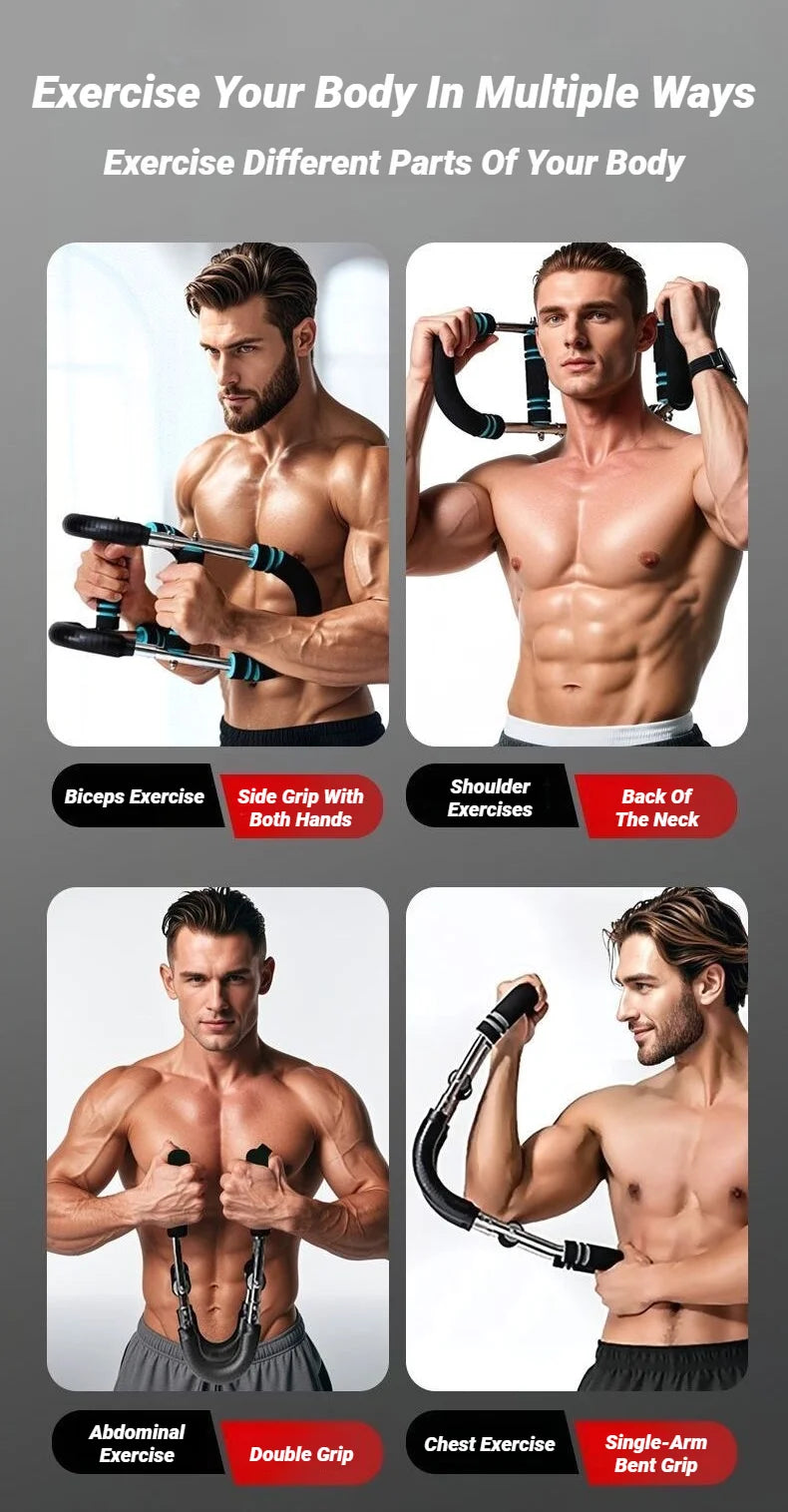 106 - Adjustable U-Shaped Arm Exerciser With Foam Handle Spring Workout Bar Forearm Triceps Chest Expander Portable Fitness Equipment