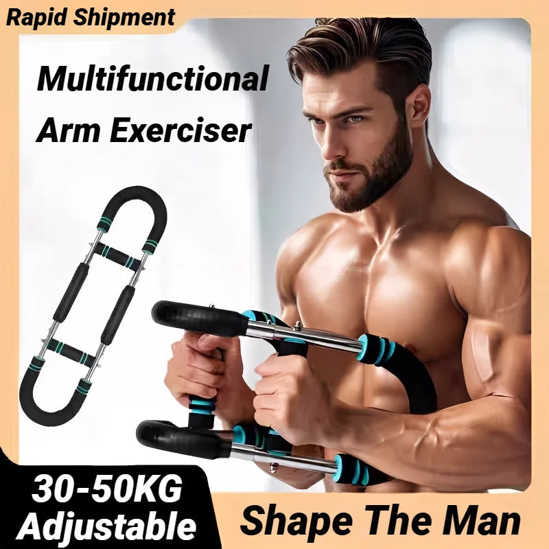 106 - Adjustable U-Shaped Arm Exerciser With Foam Handle Spring Workout Bar Forearm Triceps Chest Expander Portable Fitness Equipment